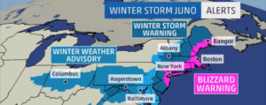 Winter Storm Juno weather map