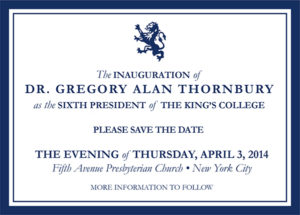 Inauguration of Dr. Thornbury Invitation