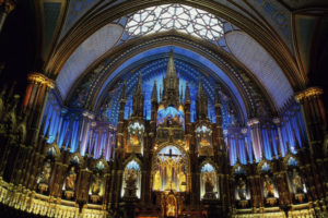 Interior of the Notre Dame Cathedral in Quebec, Canada