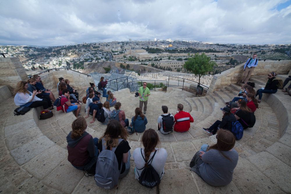 TKC Students listening to a talk in Israel