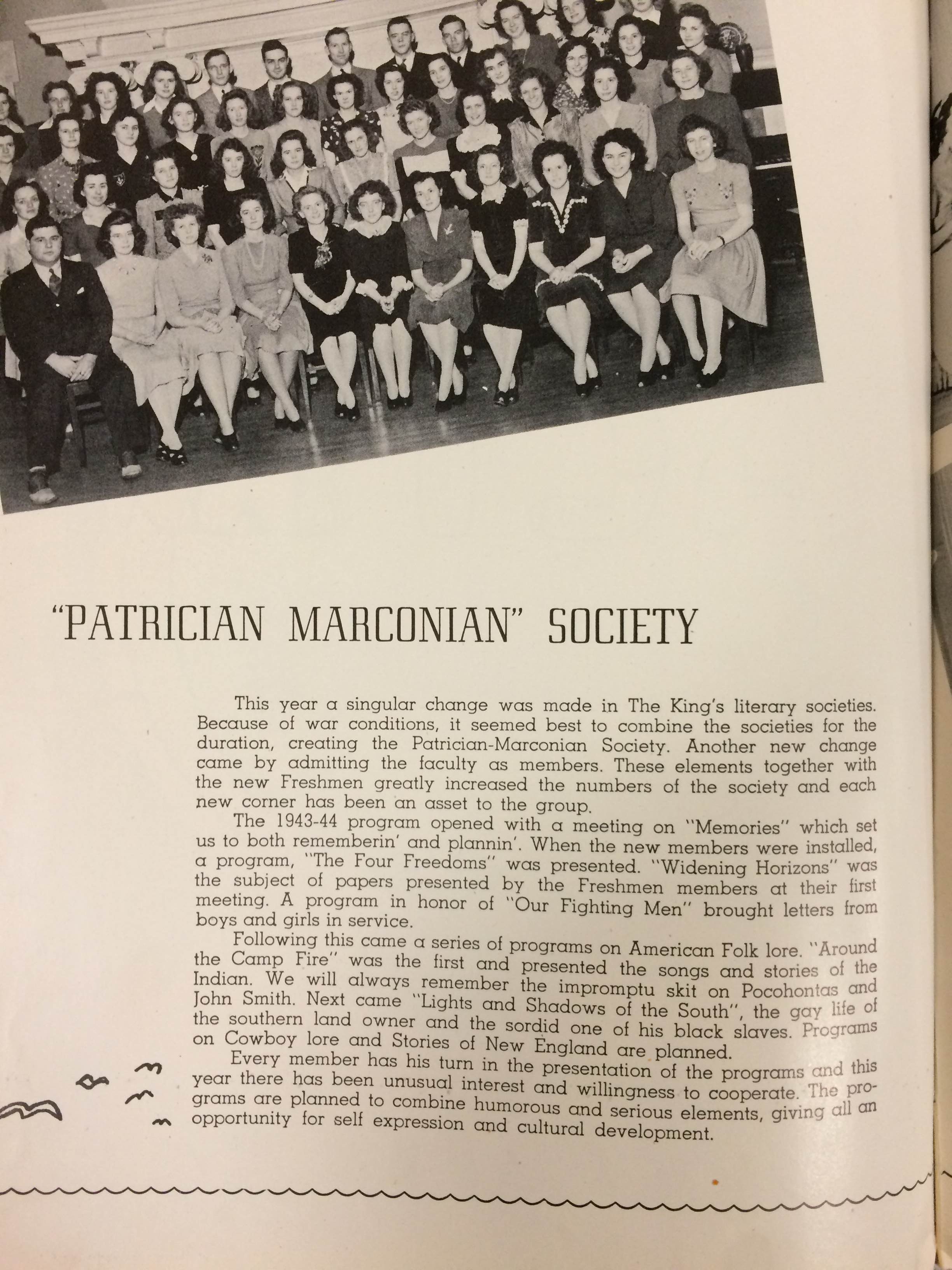 Patrician Marconian Society book page