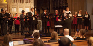 The King's College choir giving a concert