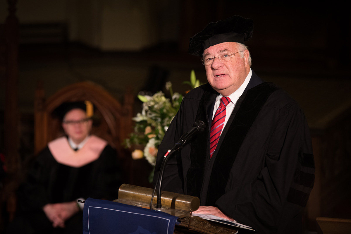 Joe Ricketts speaking at the 2017 Commencement