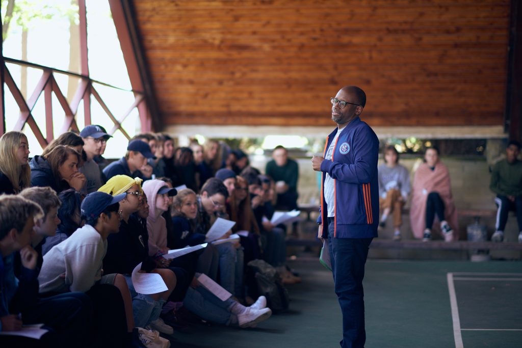 Dr. Bradley addresses students at Fall Retreat 2020