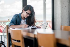 woman completing test