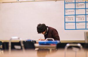 high school junior doing school work